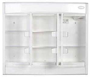 Zrcadlová skříňka Saphir s LED osvětlením, šířka 60 cm, plastová skříňka v bílé barvě, včetně zásuvky