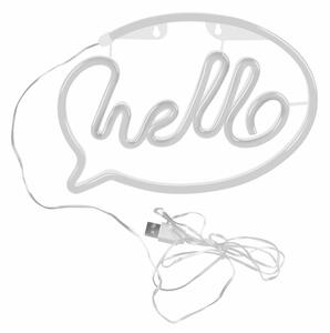 LED Neonová nástěnná dekorace HELLO LED/3W/3xAA USB růžová