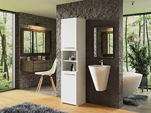 Koupelnová skříňka Libra S40, boční skříňka, vysoká skříňka, výběr barev, skříňka, skříňka Midi, koupelnový nábytek (bílá)