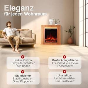 Elektrický krb Matti – stojací elektrický krb s topným systémem, 3D efekt plamene, LED ambientní osvětlení, dálkové ovládání – 32 palců (dub)