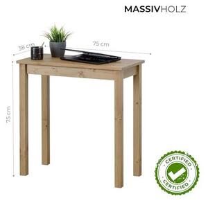 Skandinávský dřevěný stůl, toaletní stolek, počítačový stůl, konzolový stolek, jídelní stůl, obývací pokojový stůl, ložnice, pracovní stůl, rozměry 75 x 38 cm, výška 75 cm, barva hnědá