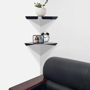 QuickShopping - 2 kusy Nástěnné desky Doba použitelnosti rohu, Plovoucí rohová Doba použitelnosti, polokola z akrylu, 3x21x21cm, Černá, Pro obývací pokoj a ložnice Imitace