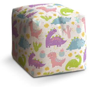 Sablio Taburet Cube Dinosauři s kaktusy - 40x40x40 cm