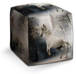 Sablio Taburet Cube Bílý kůň - 40x40x40 cm