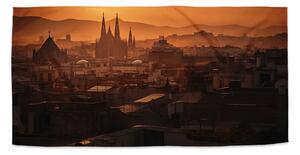Sablio Ručník Barcelona Night Skyline - 30x50 cm
