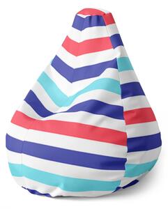 Sablio Sedací vak Pear Barevné veselé pruhy - 70 x 95 x 15 cm