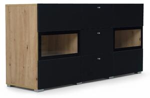 Komoda Baros 132 cm se zásuvkami - dub artisan / černý mat