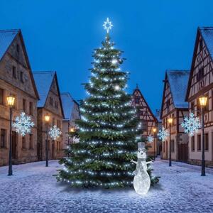 DECOLED Vianočná sada pre obce: ľadová vločka X, strom 6–8 m Flash, 8× vločka X na verejné osvetlenie, 3D LED snehuliak 107 cm, ľadovo biela