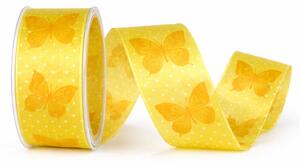Stuha taftová průsvitná BUTTERFLY JOY - YELLOW žlutá 40mm x 2m (13,-Kč/m)