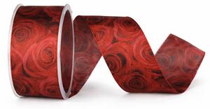 RED ROSES – taftová stuha s potiskem červených růží 40mm × 2m