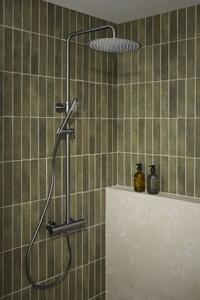 KFA Armatura Moza Gun Metal Grey sprchová sada na stěnu s termostatem s dešťovou sprchou grafitová 5736-920-61