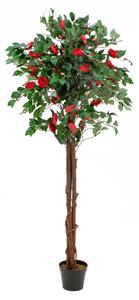 Umělý strom Camélie s červenými květy, 180 cm