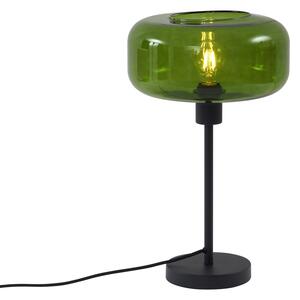 Retro stolní lampa černá se zeleným sklem - Bizle