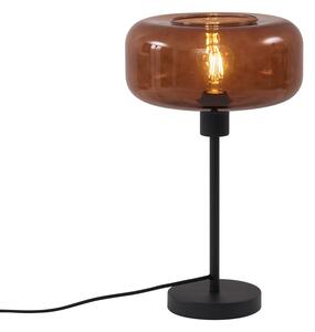 Retro stolní lampa černá s bronzovým sklem - Bizle