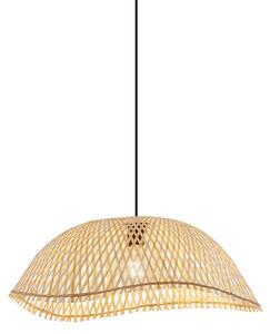 Boho závěsné svítidlo černé s bambusovými detaily - Lily