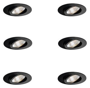 Sada 6 zapuštěných bodových světel černá 6,8 cm vč. LED 750 lm stmívatelná IP65 - Gaius