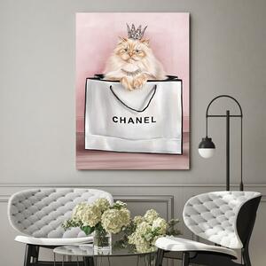 Obraz na plátně Kočka v tašce Chanel Rozměry: 40 x 60 cm