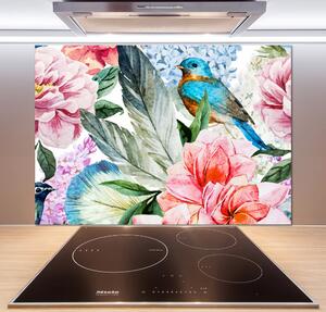 Panel do kuchyně Květiny a ptáci pksh-83956039