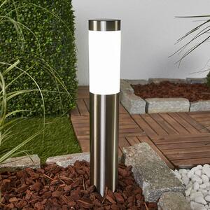 Lindby LED solární lampa Aleeza, 61 cm, nerezová ocel, zemní kolík, Hliník / šedá / zinek, Nerezová ocel, Moderní