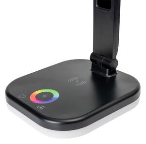 LED RGBW Stm. lampa s bezdr. nab., displejem, USB portem 6W/5V 3000-6500K černá