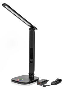 LED RGBW Stm. lampa s bezdr. nab., displejem, USB portem 6W/5V 3000-6500K černá