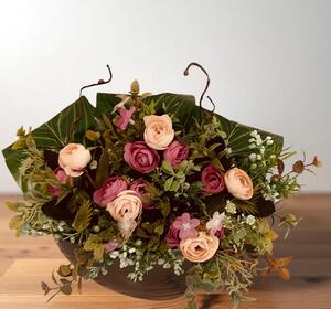 Květináč "loďka"- jaro v růžové - ranunculus - Eldeko.cz