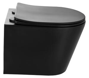Gamma MUT-201, závěsná WC mísa 490x360x370 mm, Rimless + WC sedátko z duroplastu, černá matná, GMA-MUT201BK