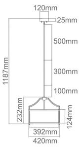 Open Design OR80889 - Lustr na tyči STANZA 3xE27/15W/230V pr. 42 cm mosaz/bílá