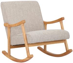Houpací křeslo židle Morelia ~ látka, dřevěné nohy natura - Krémová