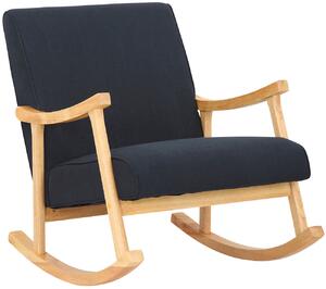 Houpací křeslo židle Morelia ~ látka, dřevěné nohy natura - Černá