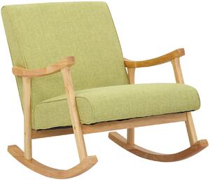 Houpací křeslo židle Morelia ~ látka, dřevěné nohy natura - Zelená