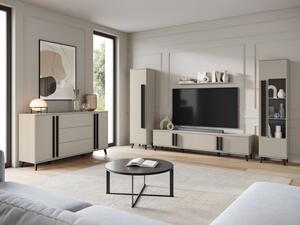 Nábytek do obývacího pokoje Kegalo IV, Barva: kongo / kongo + černý grafit, Osvětlení: osvětlení LED - bílé 5903211434969
