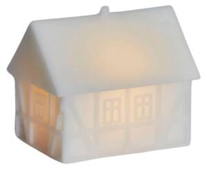 SIRIUS LED svítící Kodaňský hrázděný domeček, 9 × 6 × 8 cm, voskový, teple bílá, bílý