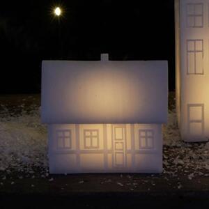 SIRIUS LED Kodaňský hrázděný dům, teple bílá, bílý, 9x6x8 cm