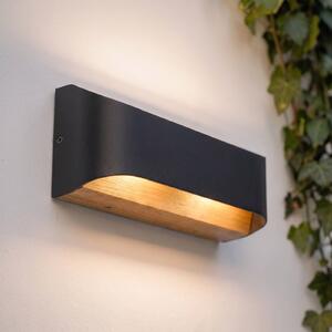 Lindby LED venkovní nástěnné svítidlo Lenore, černé, kov, 36,5 cm, Černá, Hliník, Moderní