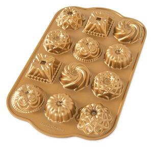 Nordic Ware forma na mini bábovky Premium, 12 formiček, zlatá