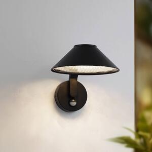 Lindby LED nástěnné světlo Capelo, černá, kov, senzor, Ø20cm, Černá, Hliník, Moderní