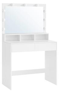 Toaletní stolek, toaletní stůl se 9 LED žárovkami, bílý