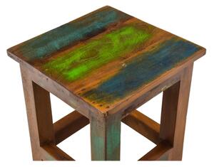 Stolička z antik teakového dřeva, "GOA" styl, 25x25x30cm (AN)