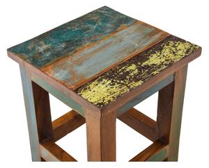 Stolička z antik teakového dřeva, "GOA" styl, 25x25x30cm (AT)