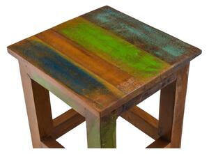 Stolička z antik teakového dřeva, "GOA" styl, 25x25x30cm (AM)