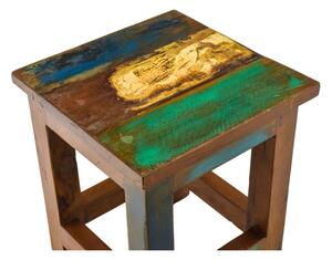 Stolička z antik teakového dřeva, "GOA" styl, 25x25x30cm (AS)