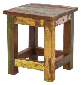 Stolička z antik teakového dřeva, "GOA" styl, 25x25x30cm (AR)