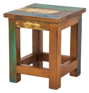 Stolička z antik teakového dřeva, "GOA" styl, 25x25x30cm (AS)
