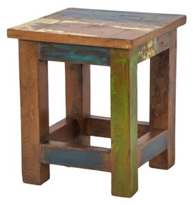 Stolička z antik teakového dřeva, "GOA" styl, 25x25x30cm (AV)