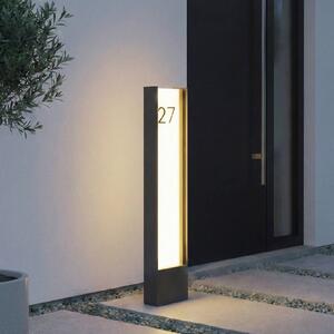 Lindby LED osvětlení cesty Selqa, číslo domu, antracit, IP65, Černá, kov, Moderní