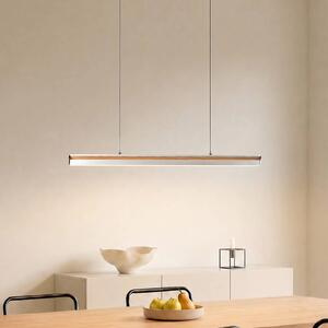 Lucande LED závěsné světlo Lutana, růžové zlato/barva dřeva, 101 cm, stmívatelný, Světlé dřevo, Obývací pokoj / jídelna, kov, Moderní