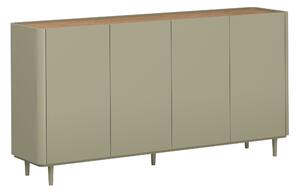 Komoda Elivo 200 cm čtyřdveřová na nožkách - eukalyptus / dub baltic dune