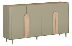 Komoda Amilio 200 cm čtyřdveřová na nožkách - eukalyptus / dub baltic dune / úchyty dub přírodní