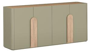 Komoda Amilio 200 cm čtyřdveřová - eukalyptus / dub baltic dune / úchyty dub přírodní